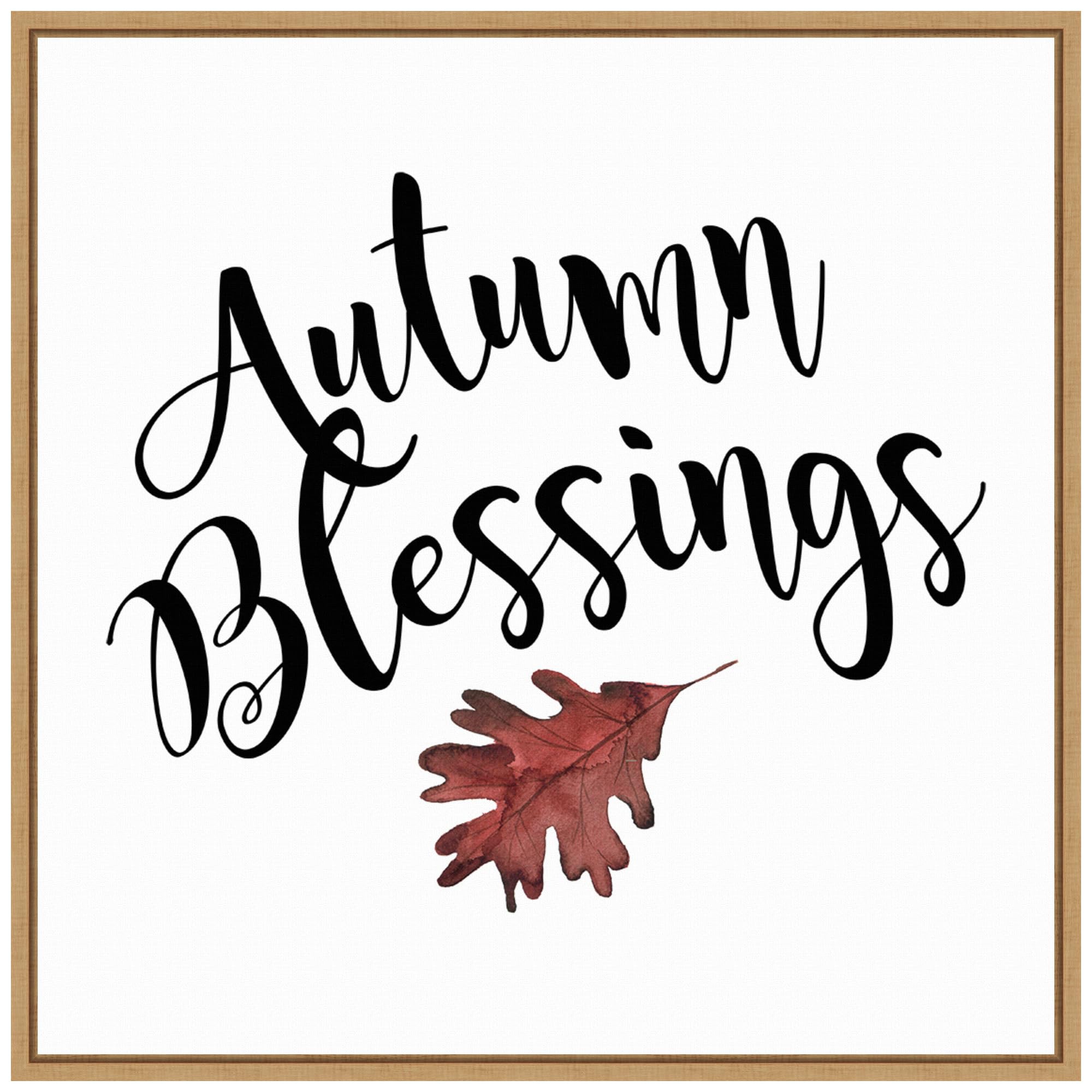 Amanti Art Framed Canvas Wall Art 30x30 Autumn Blessings Portfolio, Framed Wall Art Canvas, Typography Artwork, Modern Decor, Large Poster Painting for Living Room, Bedroom, Bathroom,