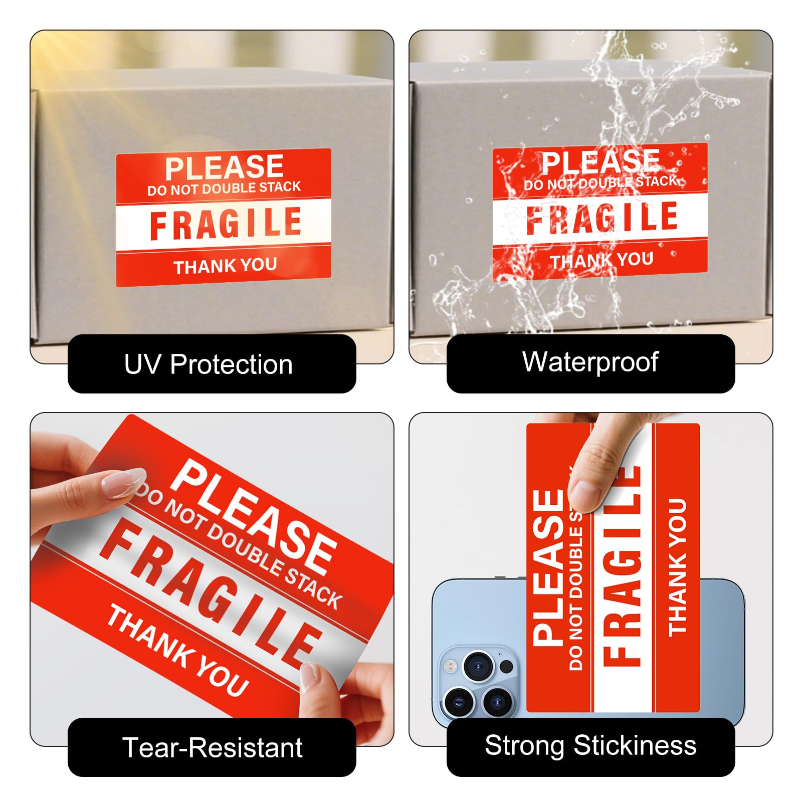 5 "x 7,6 cm Do Not Double Stack Label Stickers 500 Pcs Fragile Sticker Impermeabile Spedizione Adesivi in Movimento per Scatola di Pacchetto