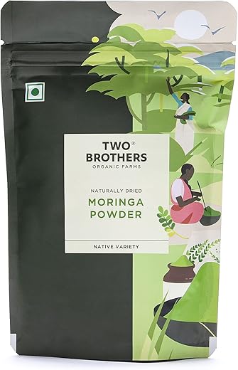 Two Brothers Organic Farms Moringa Powder, made using Farm Grown Organic Moringa Leaves (Drumstick) | Rich in Nutrients | Chemical Free Lab – Tested 100 gms