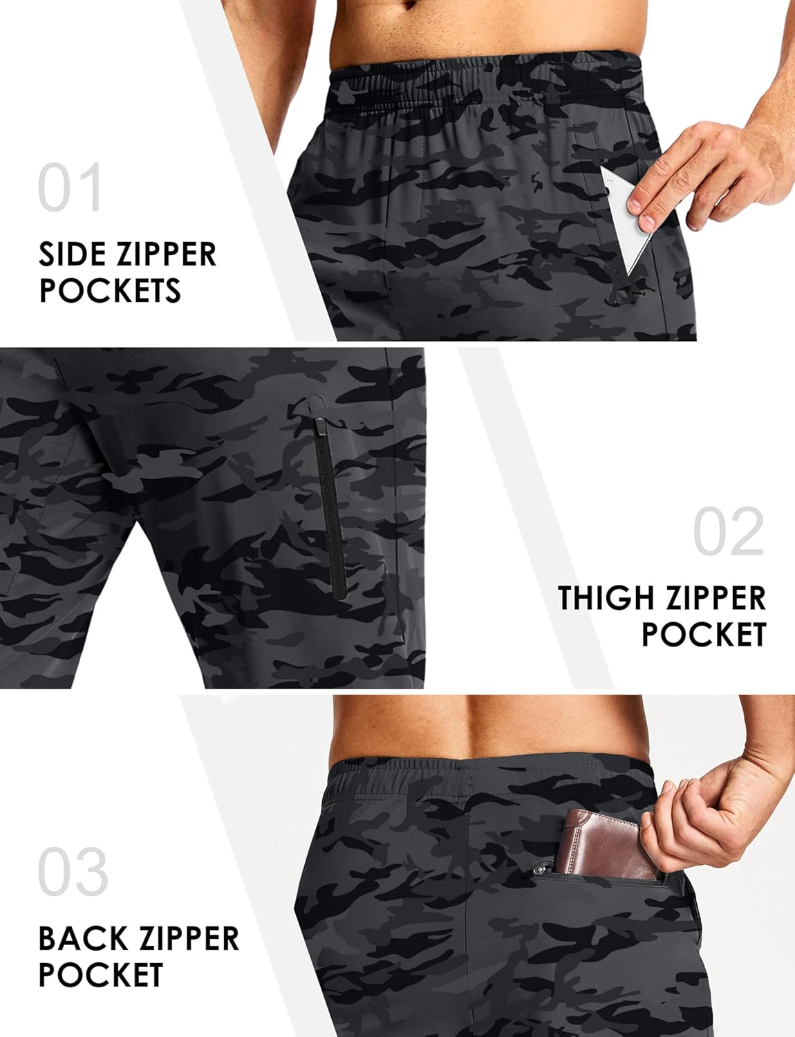 Men's Athletic Joggers Sweatpants with Zipper Pockets Running Gym Track Workout Pants for Men - Image 5