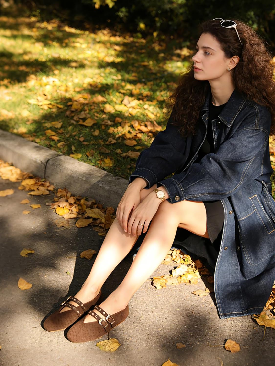 Mary Jane Shoes for Women Mesh Ballet Flats with Adjustable Double Buckle Strap Comfortable Slip On Dress Shoes for Daily - Image 5