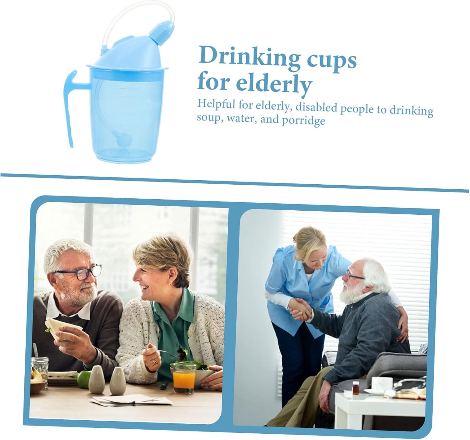 Elderly Straw Cup Spill Proof Cups for Seniors Handicap Drink Sippy Cup for Adults Dysphagia Cups for Adults No Spill Hospital Cup