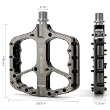GEWAGE Pedały Rowerowe MTB CNC z Aluminium, Oś ze Stali Chromowanej, Łożyska Kulowe i Uszczelnienie, Antypoślizgowe Piny, 9/16", do MTB, Gravel, Trekking, Trail i Downhill