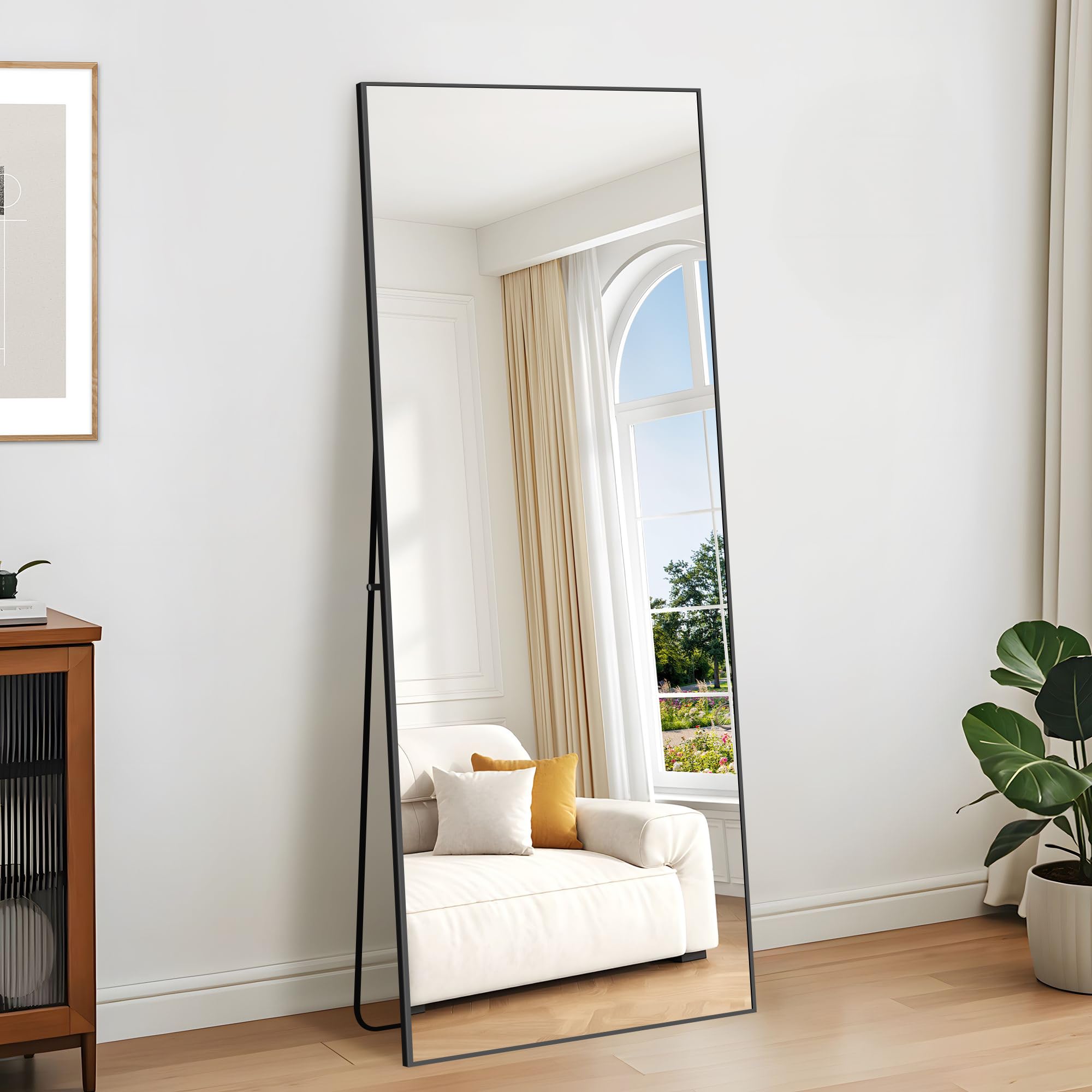 Neutype Full Length Mirror With Standing Holder Floor Mirror Large Wall Mounted Mirror Bedroom Mirror Dressing Mirror Wood Frame Black 65 X 22