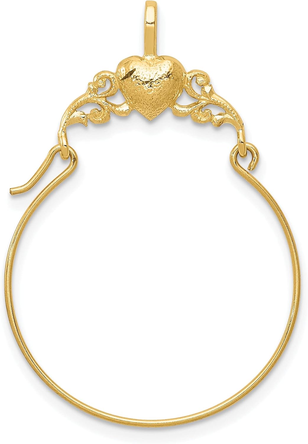 14K Gold Polished Heart Charm Holder Jewelry