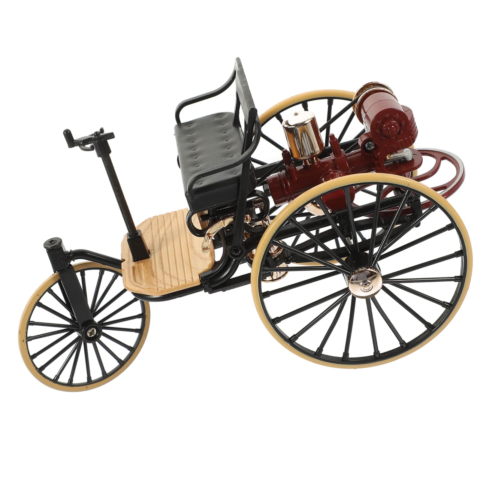 Cabilock 1:12 Scale Classic Car Model Vintage Tricycle Figurine Bedroom Decor Vintage Toy Car Decoration