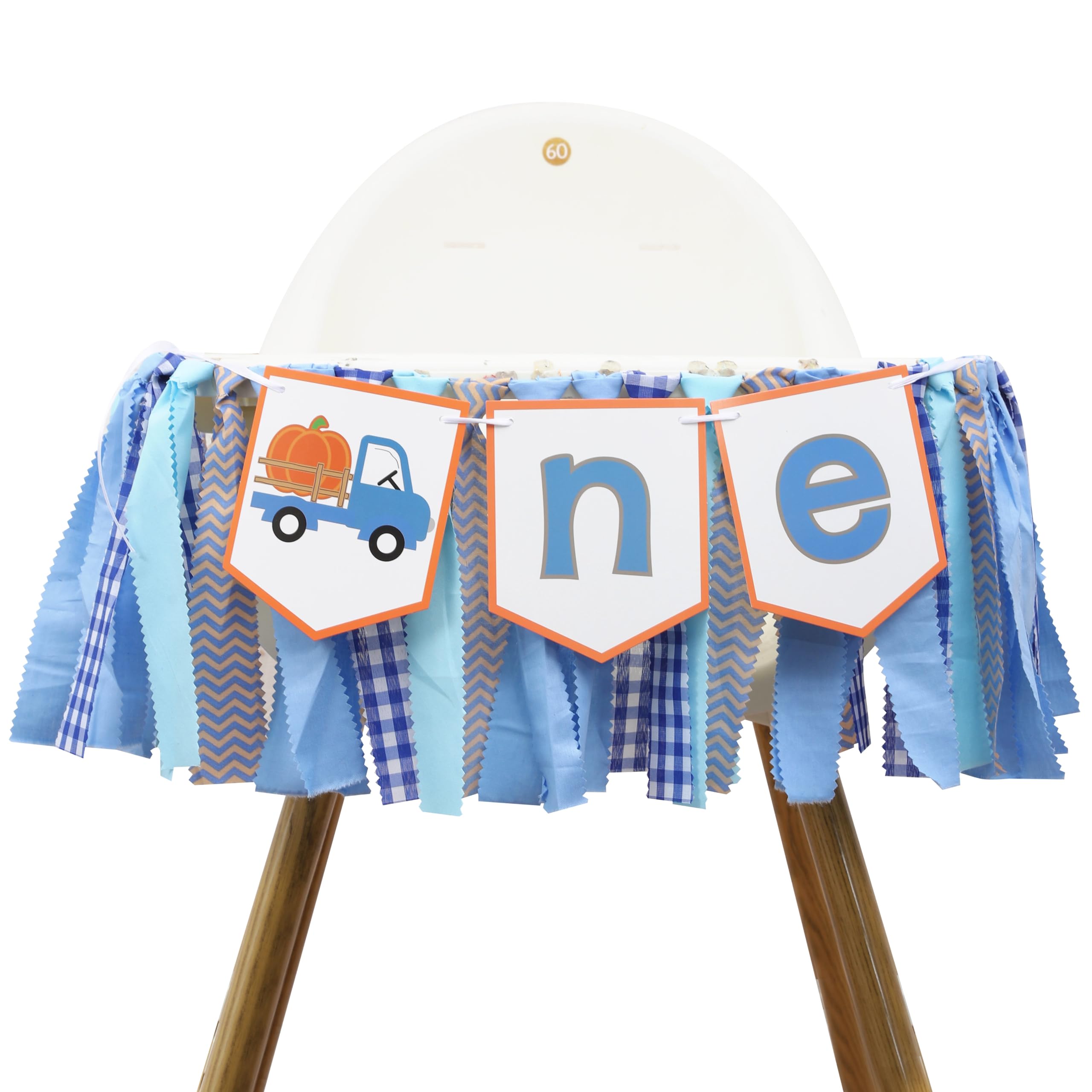 Pumpkin Truck High Chair Banner – "One Blue Truck Little Pumpkin" 1st Birthday Decor, Photo Prop