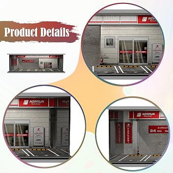 Colcolo 1:64 Parking Lot Display Case, Diecast Car Display Vehicle Garage Storage Box for Action Figures, Mini Dolls, Collection, Car Rental Shop