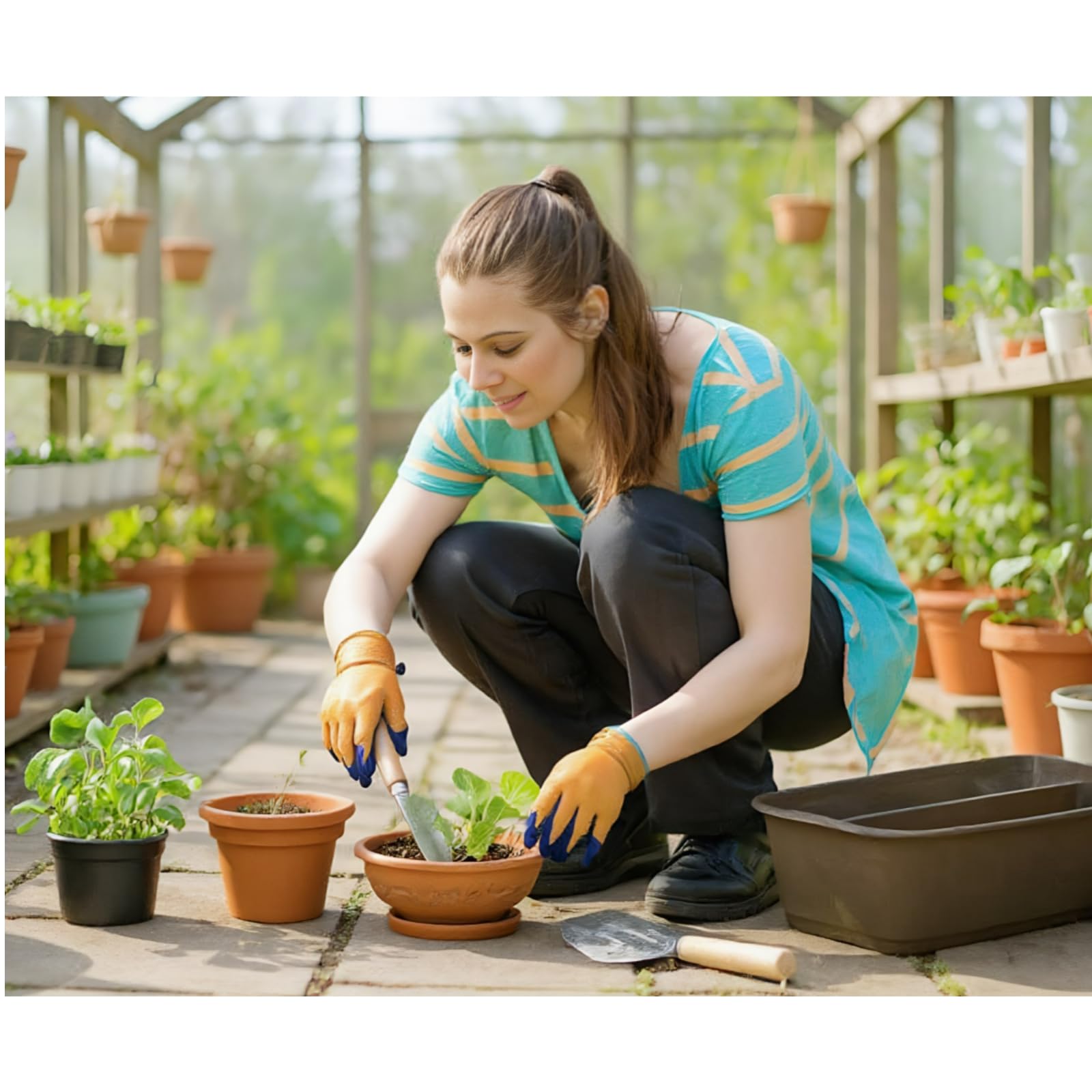 Kit de regalo de herramientas de mano de jardinería, regalos de jardinería para mujeres y hombres, 9 piezas de herramientas de jardín resistentes, bolsa de herramientas de jardín para mujeres y