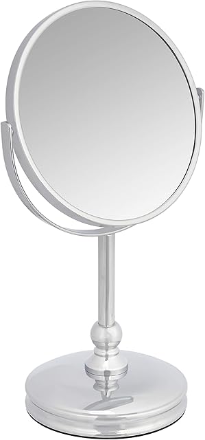 Amazon Basics Dressing Table Mirror with Heavy Base - 1X/5X Magnification, Chrome