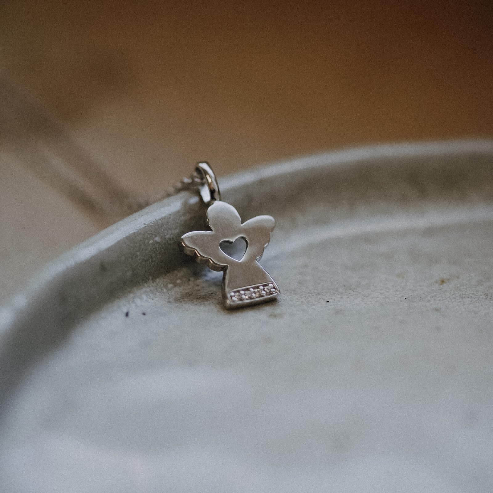 Engelanhänger Engel Kette Silber 925 Schutzengel Zirkonia Engelchen Kommunion Taufkette Taufanhänger Taufe Silberkette Engelsanhänger Herz mit Halskette Engelkette Mädchen Kinder Schmuck Geschenk