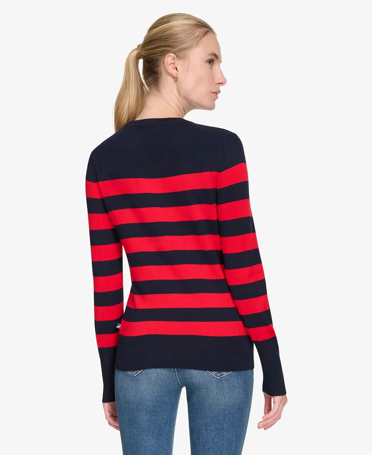 Nautica Womens Crewneck Stripe Long Sleeve Crewneck Sweater - Image 4