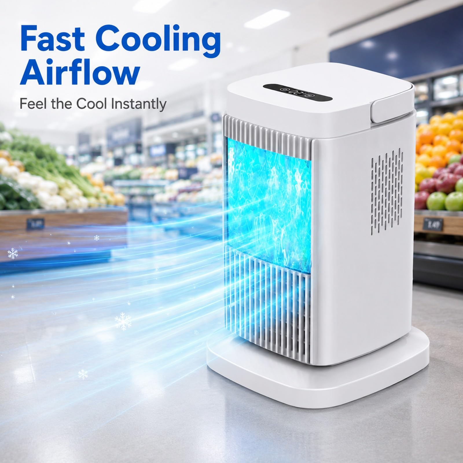 Climatizador Evaporativo Portátil, Mini Enfriador Evaporativo Portátil con 3 Velocidades Ajustables para el Hogar, la Oficina y el Dormitorio