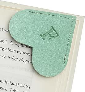 Personalized Leather Heart Bookmark - Custom Initial Corner Bookmark For Readers (Black+Dark Brown, Letter Y)