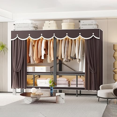 Miniatura 3 de Armario portátil resistente con funda, perchero plegable cubierto para colgar ropa, armario, sistema de armario, perchero independiente para