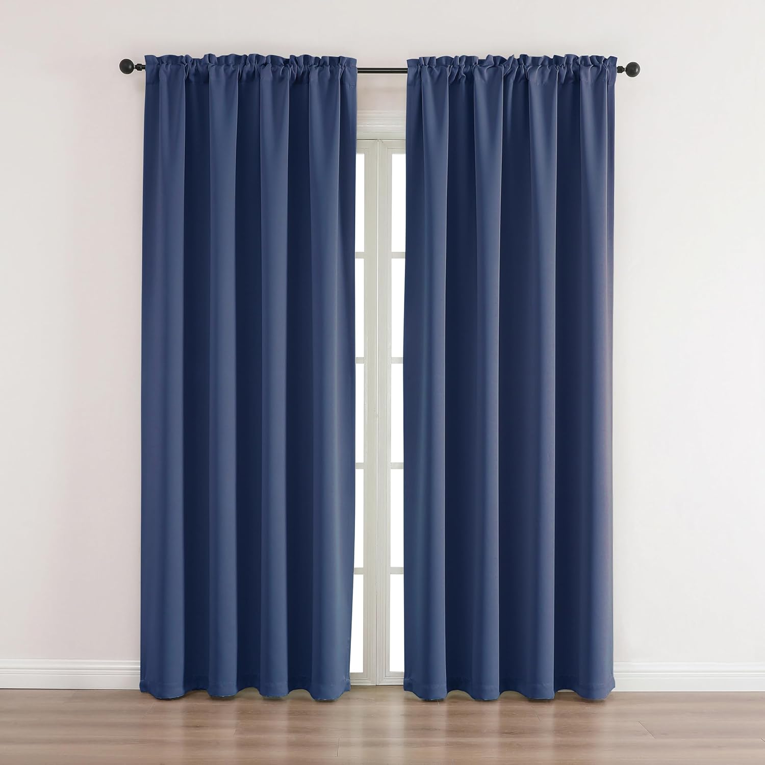 Fire Resistant Curtains for School, Test Certification NFPA701, Rod Pocket Top, Black 52 x 95 inch, Pack of 2 Panels