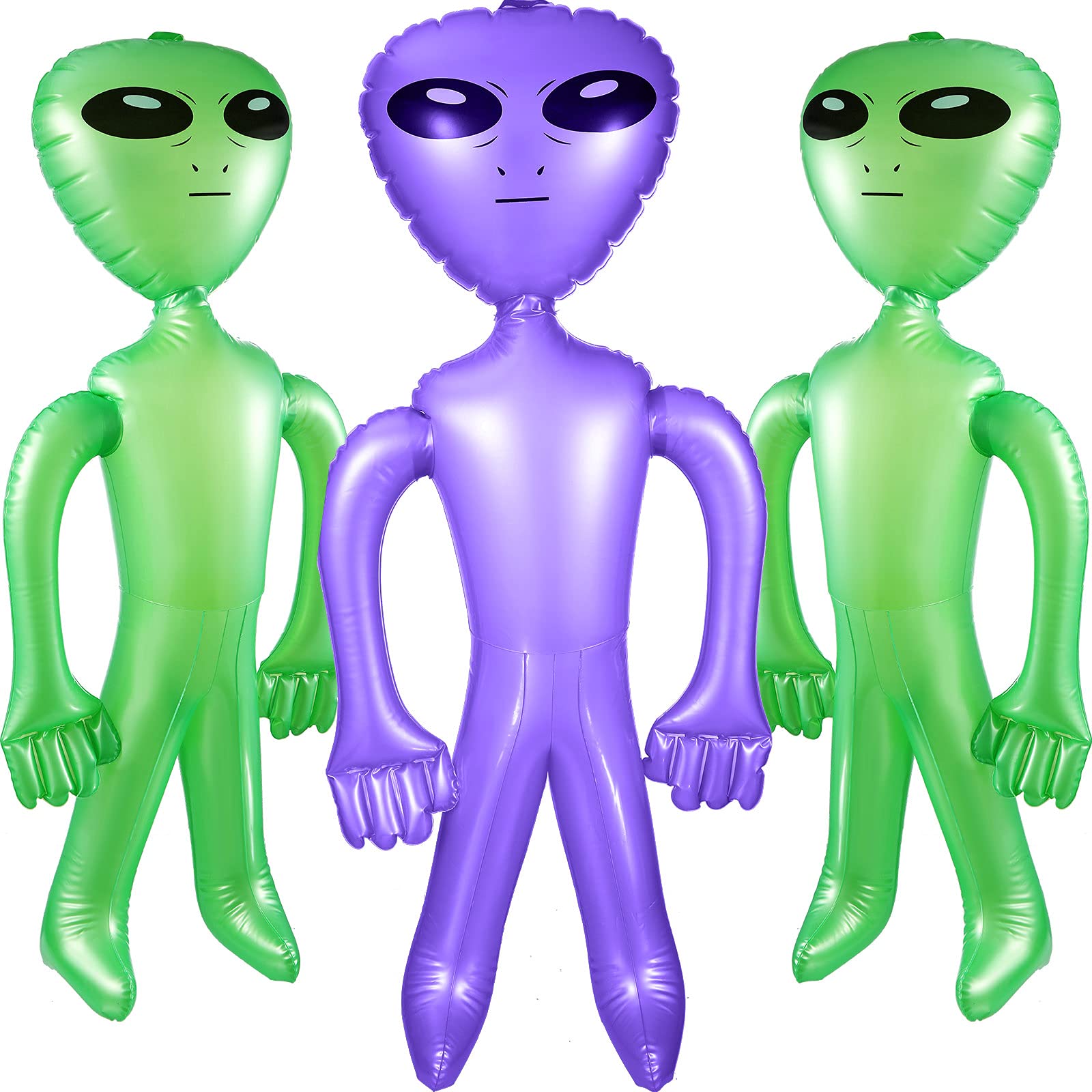 BBTO 3 Pcs Alien Inflates Inflatable Jumbo Alien Blow up Toy for Party Decorations, Halloween, Birthday, Theme Party(35 Inch,Green, Purple)