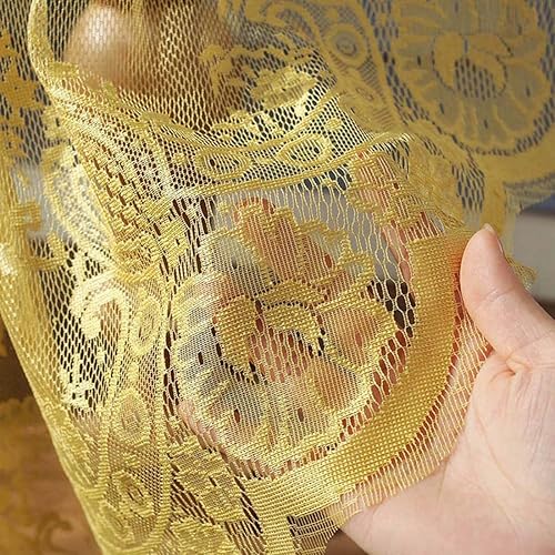 Miniatura 6 de Mantel vintage de encaje amarillo de 60 pulgadas, bordado floral, estilo bohemio, shabby chic, para boda, fiesta de Halloween, cenar, vacaciones, 1