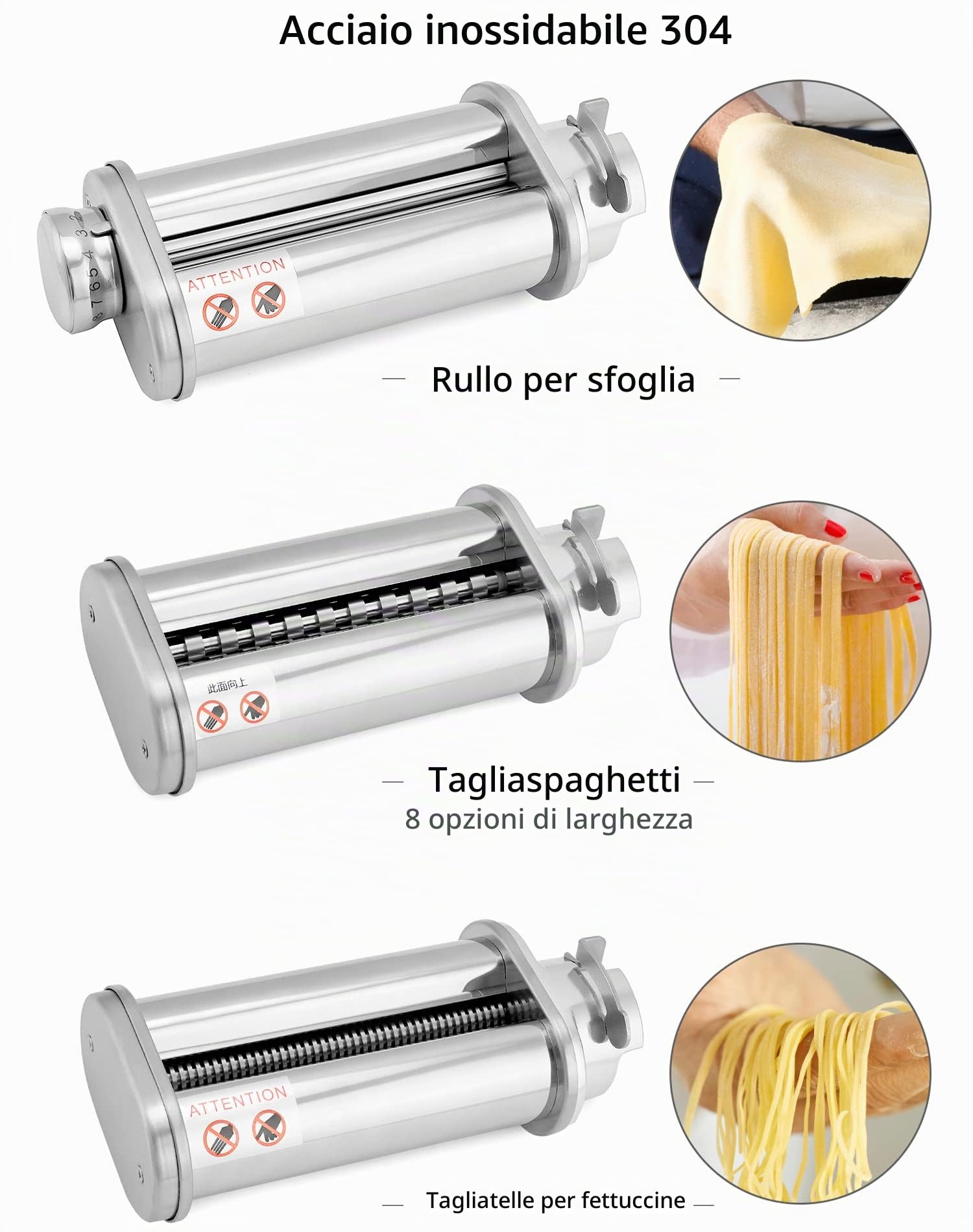QWORK® Sfogliatrice e Taglierini per Pasta - Compatibile con Bosch Planetaria Robot da Cucina MUM5 MUM4 e Parte della Serie MUM2