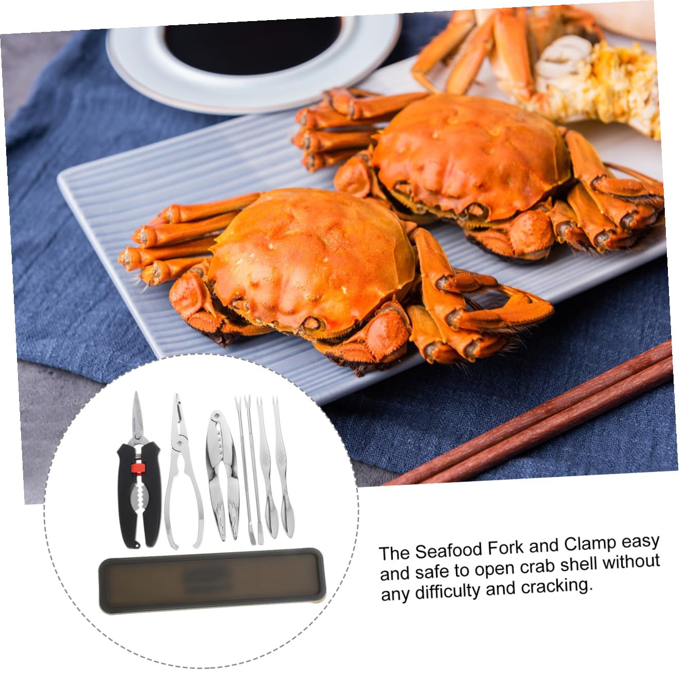 Pince de Crabe en Acier Inoxydable, Kit D'ustensiles Crustacés Ciseaux Crustacés et Pics à Crabes, pour Manger des Fruits de Mer en Toute Sécurité
