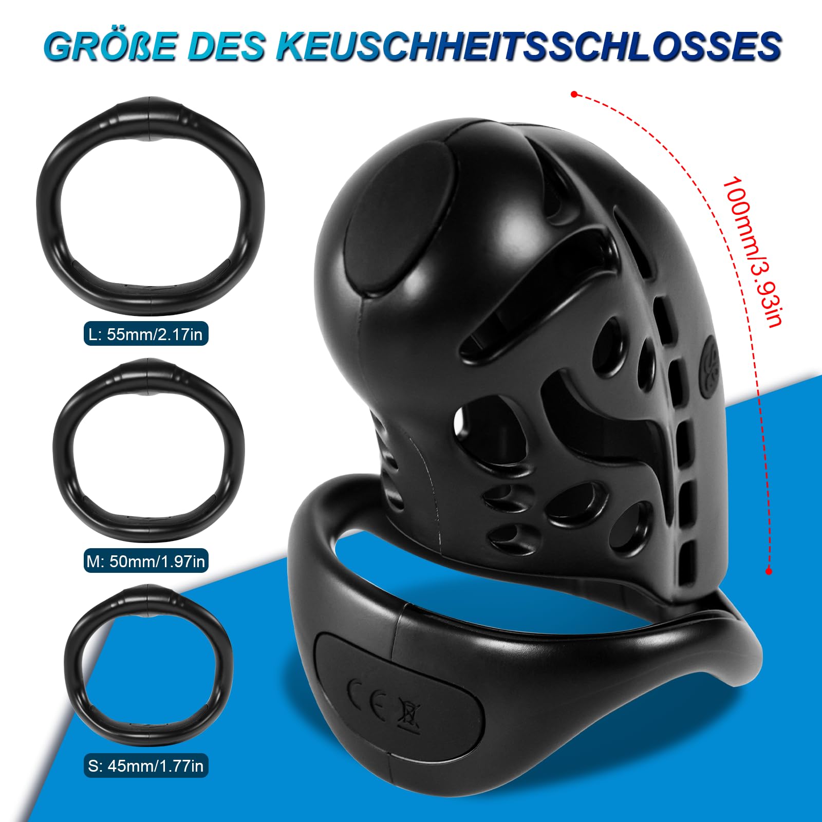 Electro Choc Chastity Cage Hommes avec 9 fréquence Smart Remote Cage de chasteté Hommes avec 3 Penis Rings, Dilator Cock Cage SM Bondage Sex Toys for Male, Couples