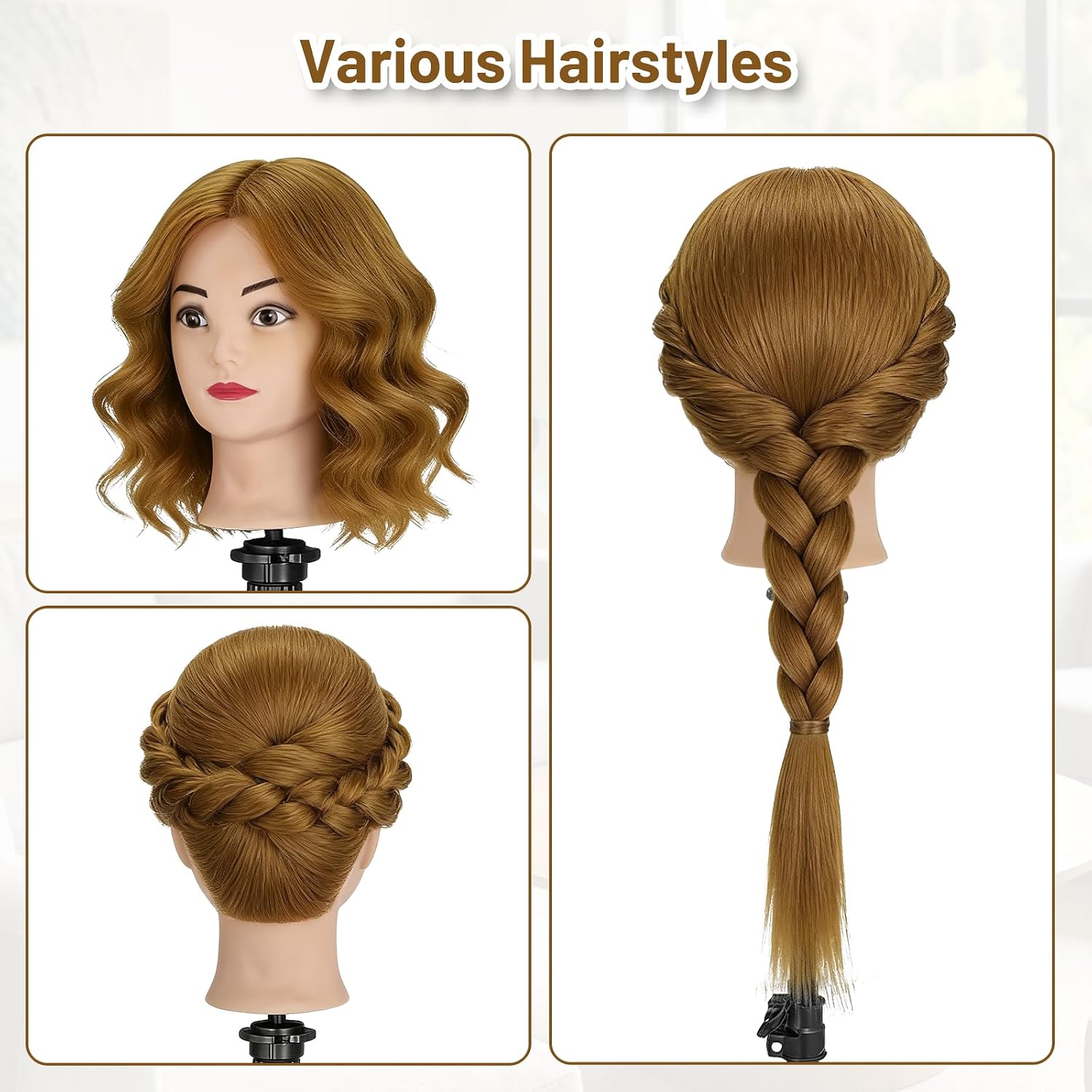 26" Mannequin Head with Hair for Hairdressing Training and Hair Styling image 4