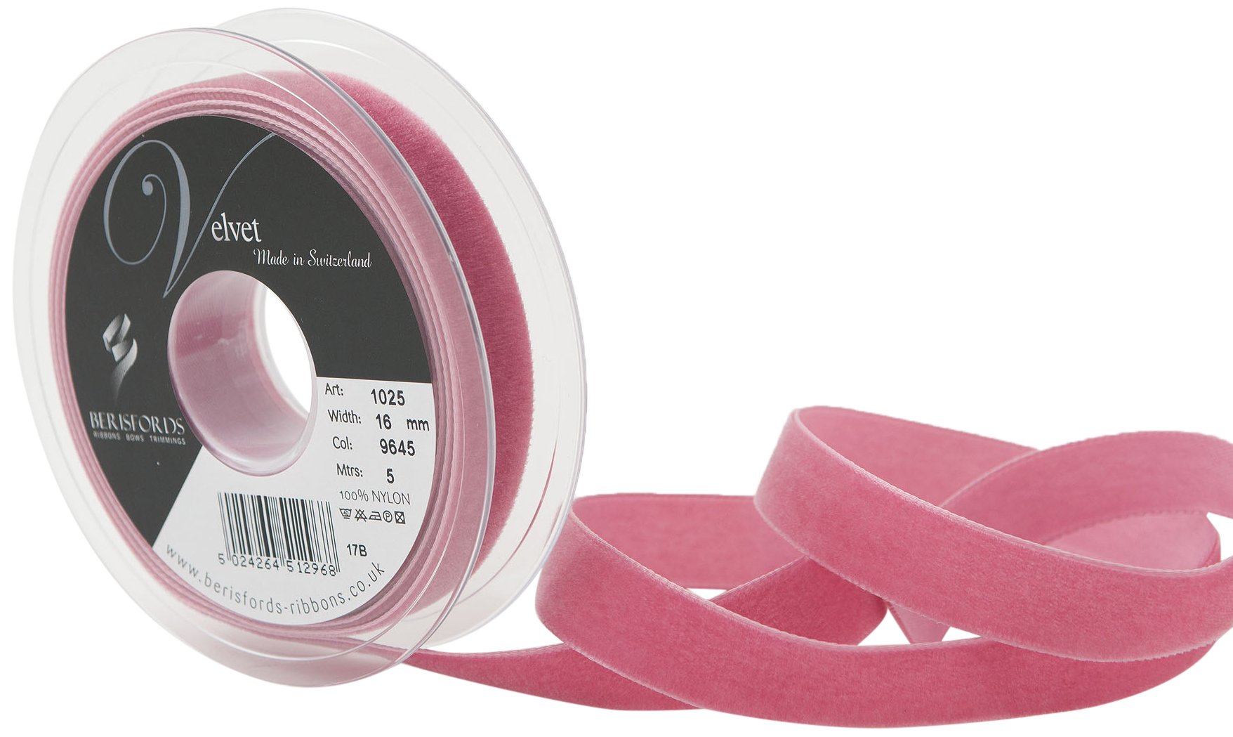 Berisfords Velvet Ribbon Alt Rosa 21mm - Nylon Craft Ribbon for Sewing, Gift Wrapping and Hair Accessories โ image 1