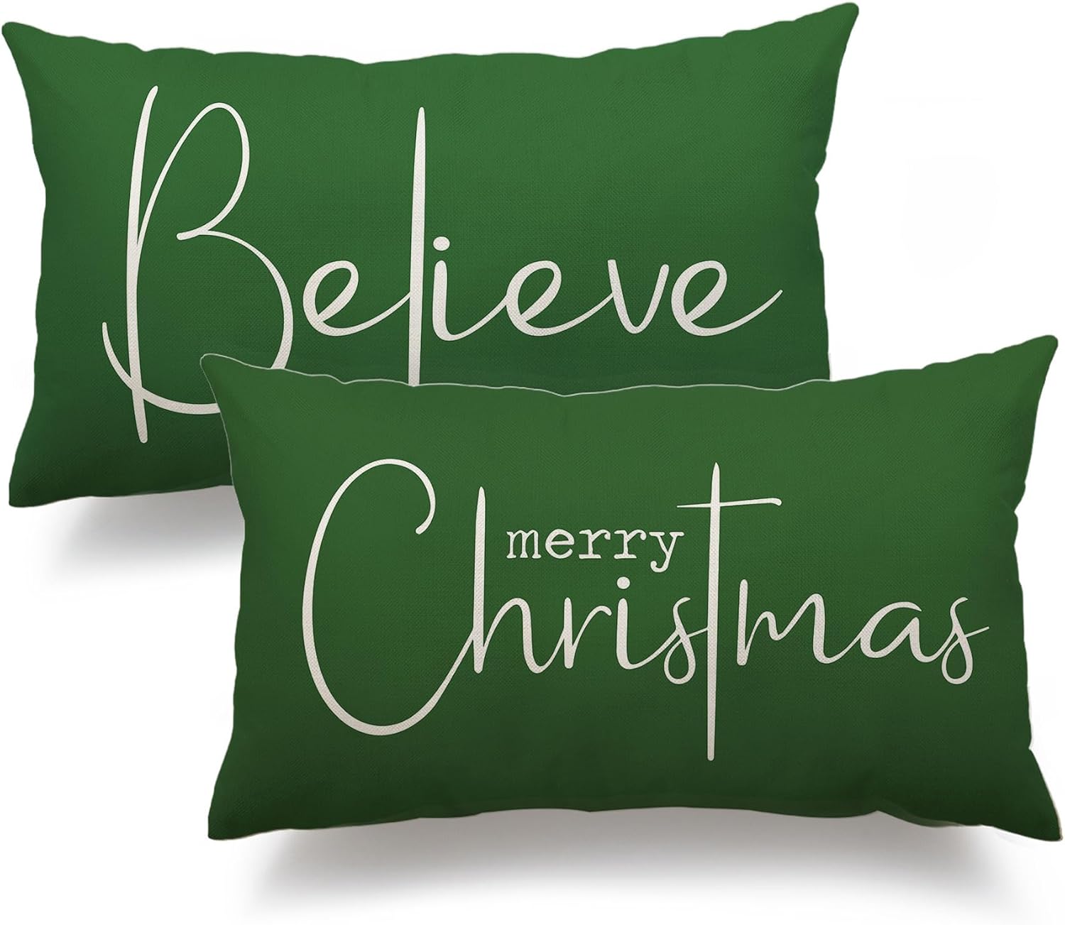 Christmas Throw Pillow Covers 12x20 Inch Set of 2 Merry