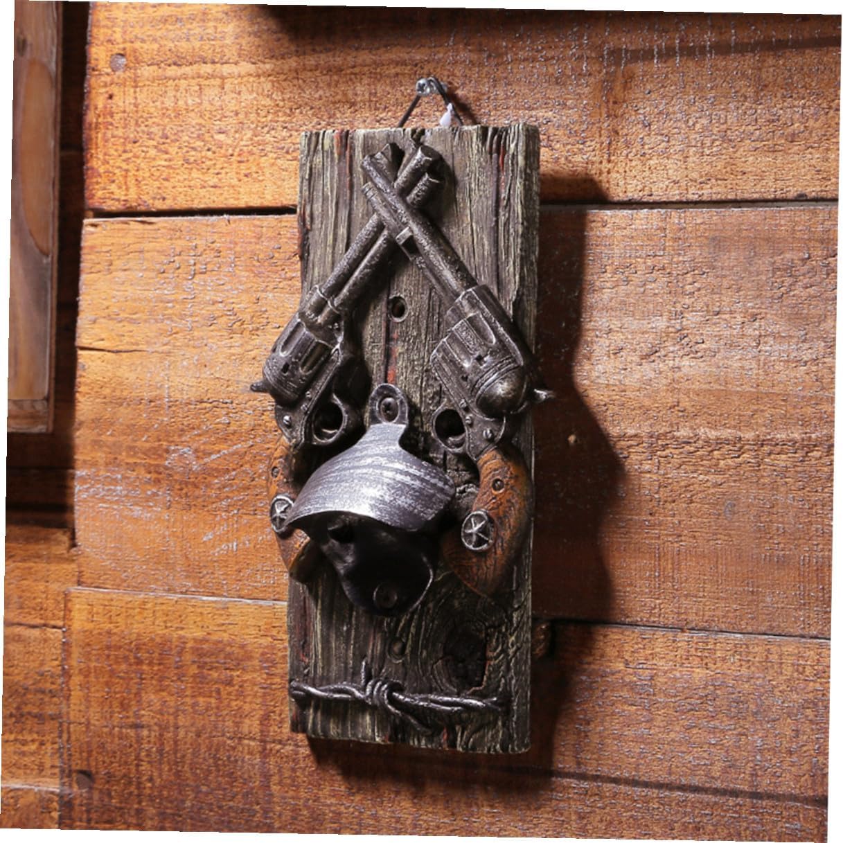 Creative Retro Beer Bottle Opener with Resin Deer Antler Design, Hanging Wall-mount Bar Opener for Home and Bar Use