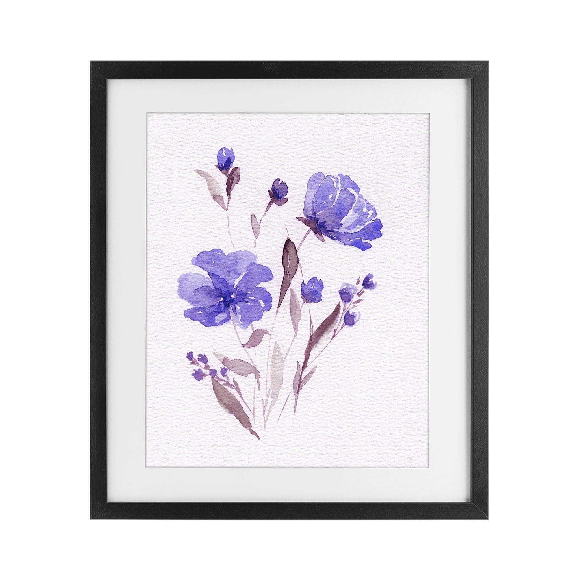 Stupell Industries Watercolor Purple Wildflowers 'Watercolor Purple Flowers', Framed Print Under Glass, Black, 13 X 16 Inches, Easy To Hang And Sturdy, Made In Usa, By Leah Noel Art
