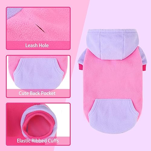 Miniatura 3 de PUPTECK Sudadera de forro polar con capucha para perro, ropa suave y cálida con capucha para perros pequeños y medianos, para otoño e invierno,