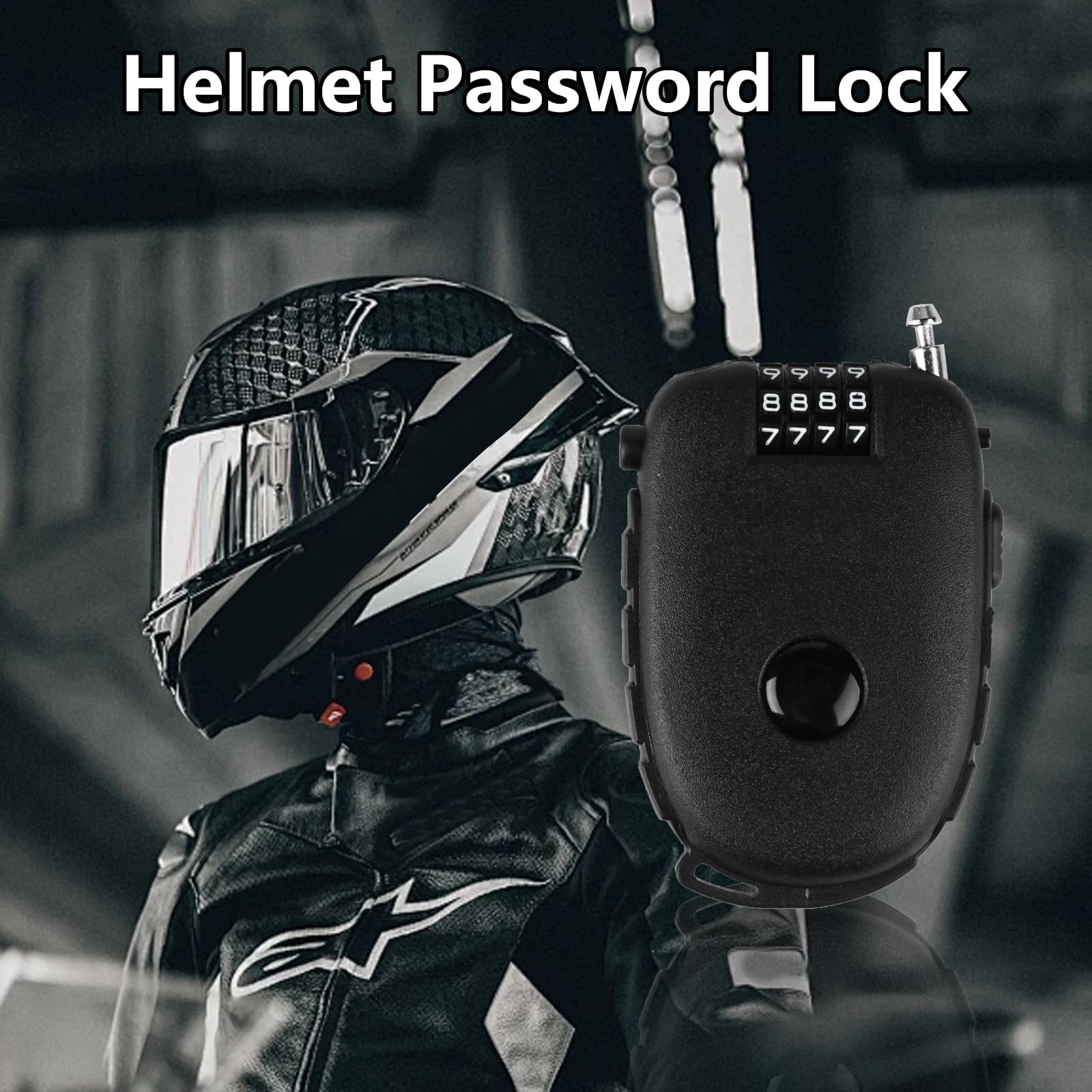 Cable Lock with 4-Digit Combination Lock, Cable Combination Padlocks with 130cm Retractable Cables, for Bike Luggage Helmet Ski Locks - Image 3