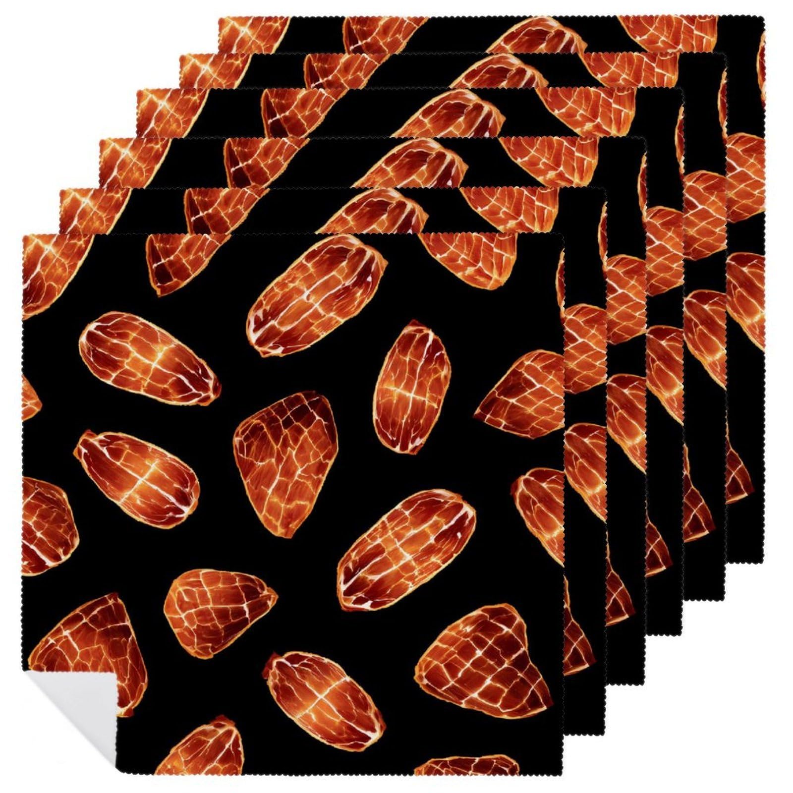 Servilletas de tela con diseño de jamón ahumado para fiestas y bodas