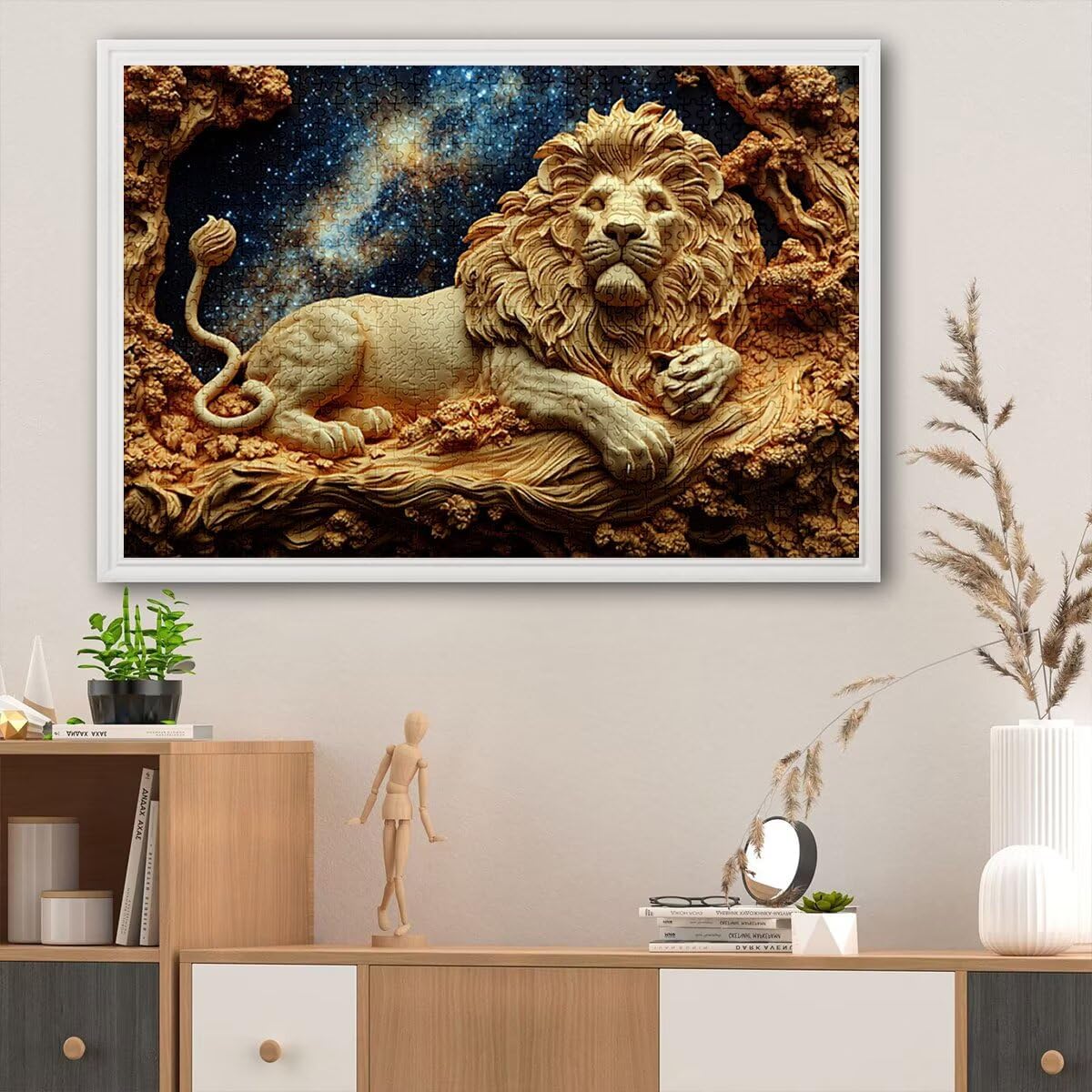 Puzzle 5000 elementów, lew, Starry Night Puzzle 5000 elementów dla dorosłych, drewniane puzzle dla dorosłych, wymagająca łamigłówka, gra logiczna dla całej rodziny, drewniane puzzle do dekoracji