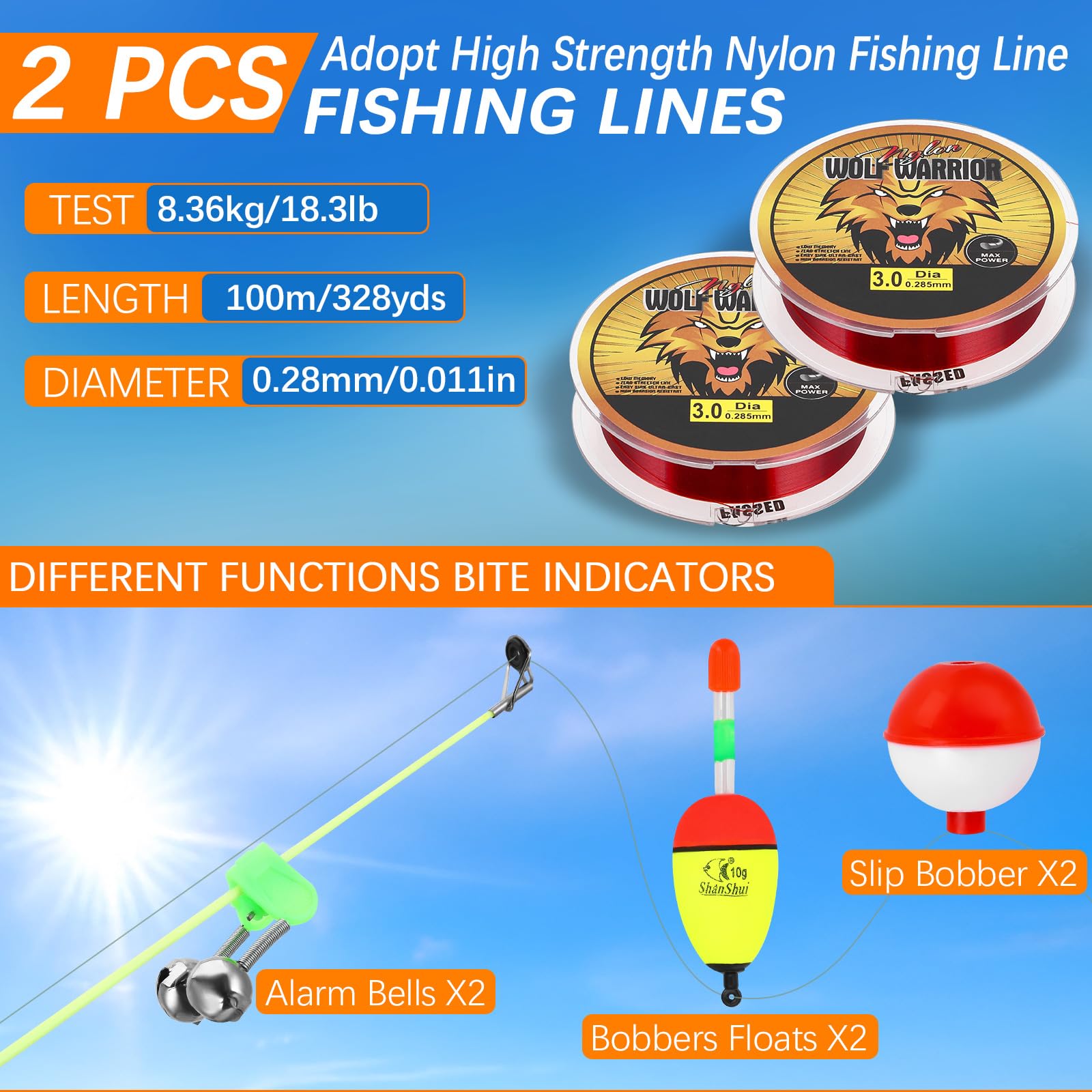 Lot de 2 cannes à pêche télescopiques avec 102 accessoires, 1,8 m/2,1 m, pliable, moulinet, appât, kit de pêche complet pour débutants avec sac de pêche pour eau salée, eau douce, voyage, pêcheur