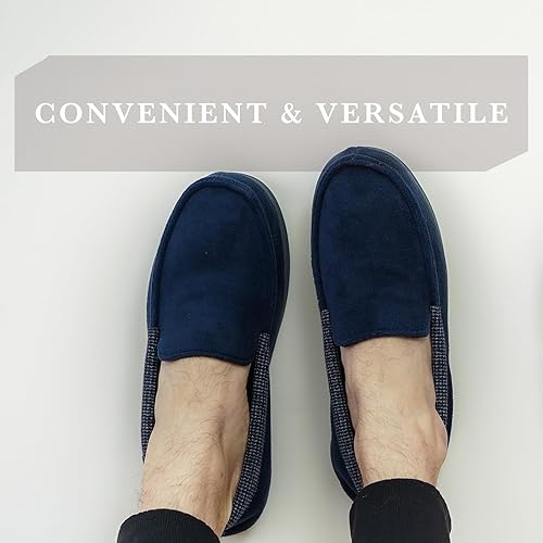 Miniatura 4 de isotoner Pantuflas tipo mocasín Travis de Microterry y Waffle para hombre con plantilla de espuma viscoelástica y suela de goma duradera