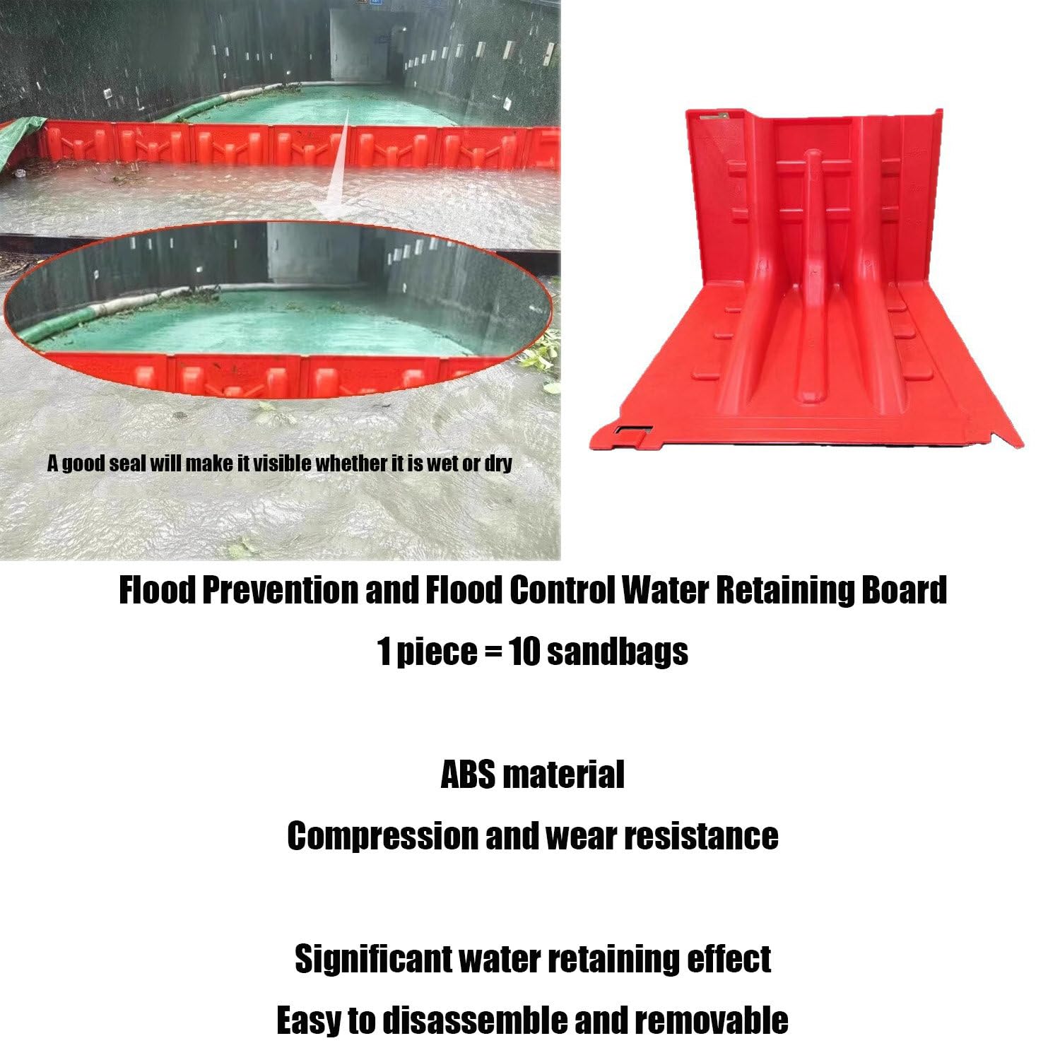 Paneles móviles de protección contra inundaciones, barreras antiinundación, Paneles antiinundación extraíbles de plástico ABS en Forma de L, Impermeables, para garajes subterráneos. 2piece
