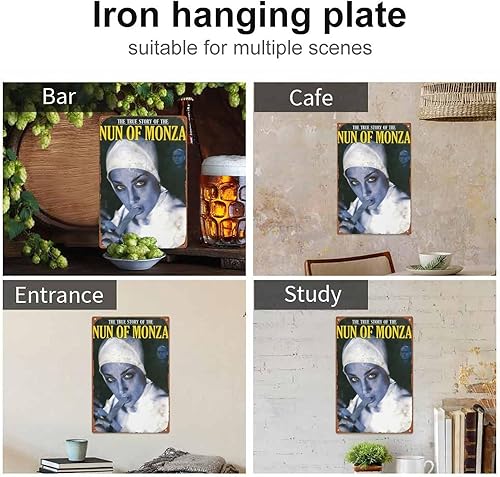 Miniatura 4 de Cartel retro de 12 x 8 pulgadas con texto en inglés The True Story of the Nun of Monza Garden Club, para dormitorio, oficina, cafetería, bar