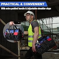 Vista 6 de WORKPRO Bolsa de herramientas, bolsa de herramientas de 18 pulgadas con base moldeada impermeable, bolsa organizadora de herramientas de tapa