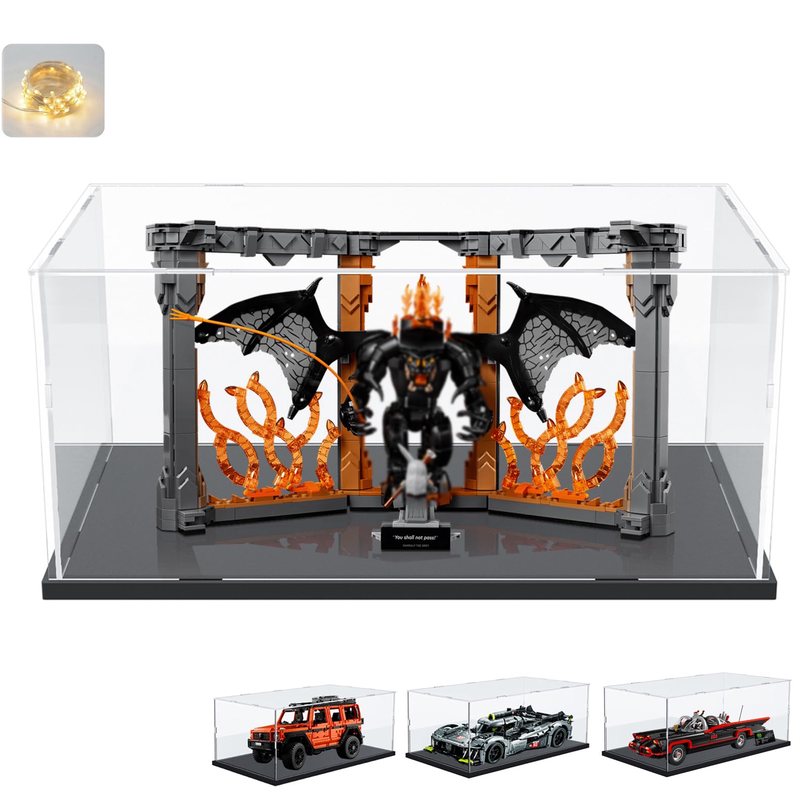 Vitrina Expositora para Lego 42172 McLaren P1 42143 SP3 42156 42096 42115 42083 1:8 Maqueta Coche Colecciones, Expositor Cajas Transparente Grande Vitrina Acrílica 3MM, Interior Blanco 60x30x20cm — view 39