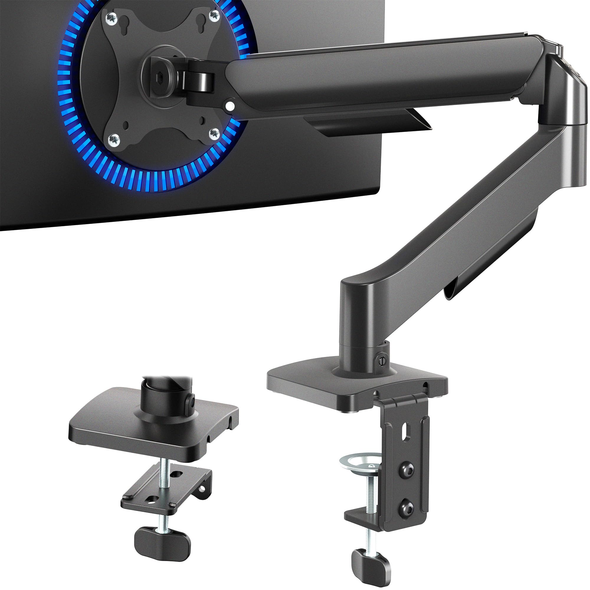 VIVO Height Adjustable Single Monitor Arm, Fully Articulating Counterbalance Gas Spring Desk Mount | Universal VESA Stand for Screens up to 27? (STAND-V001O)