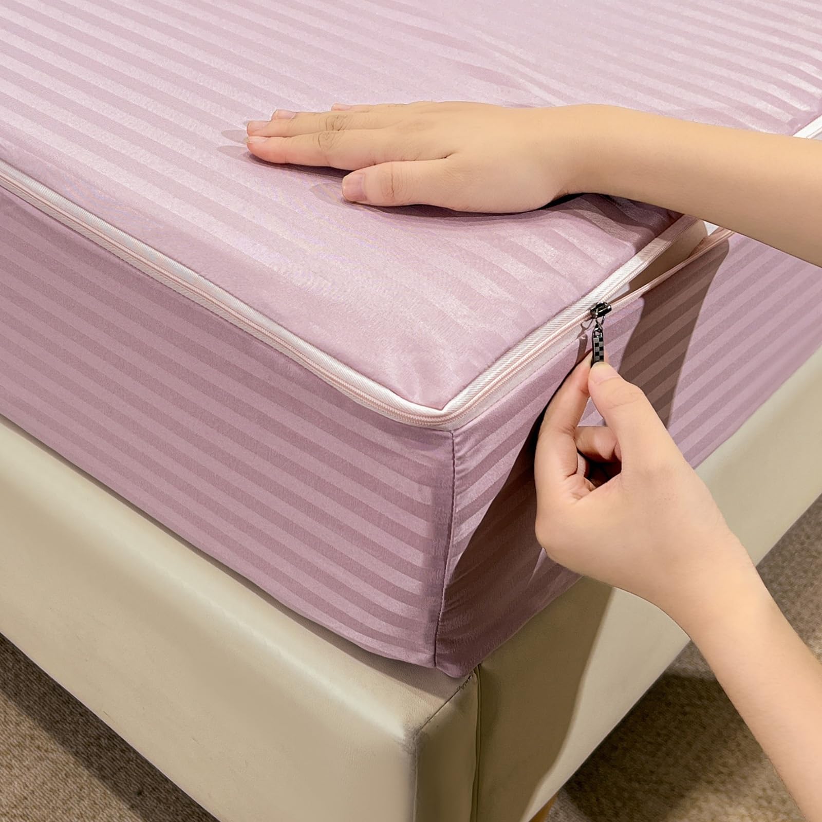 Protector de Colchón con Cremallera 4 Lados, Incluye 2 Fundas de Almohada
