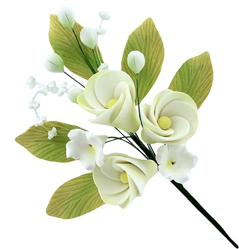 Global Sugar Art Chef Alan Tetreault - Decoración para tartas tropicales Frangipani Plumeria para tartas de azúcar, pequeño, blanco con amarillo, 1