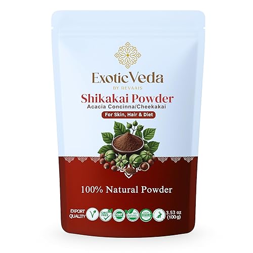 Shikakai Powder 100% puro y natural - Limpiador y acondicionador ayurvédico sin químicos - Nutre el cabello, mejora el brillo, la suavidad y el