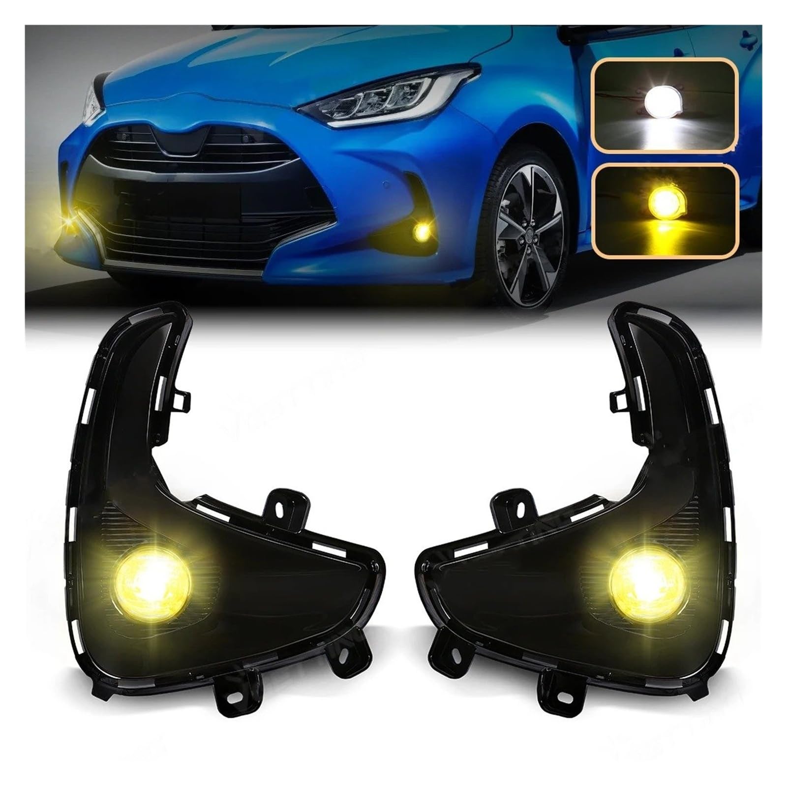 Faros Antiniebla Delanteros Para Toyota Para Yaris Para Vios 2020-2022 Faros Antiniebla LED Faros DRL Luces Diurnas(LED White)