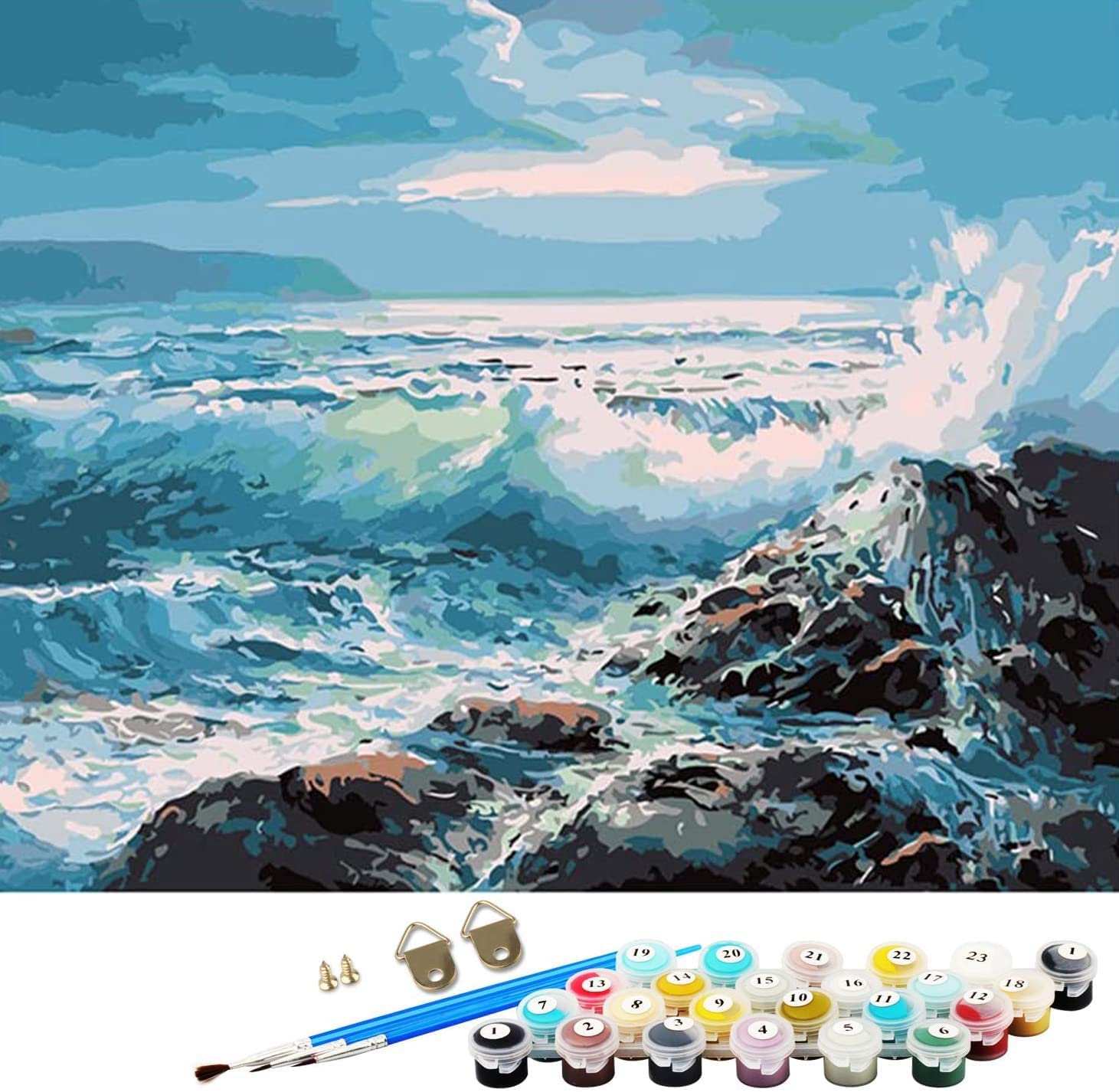 Pittura Con I Numeri Per Adulti - Bellezza Mascherata, Tela 50x40 Cm, Kit Completo Con Pennelli E Colori Acrilici, Fai Da Te Antistress