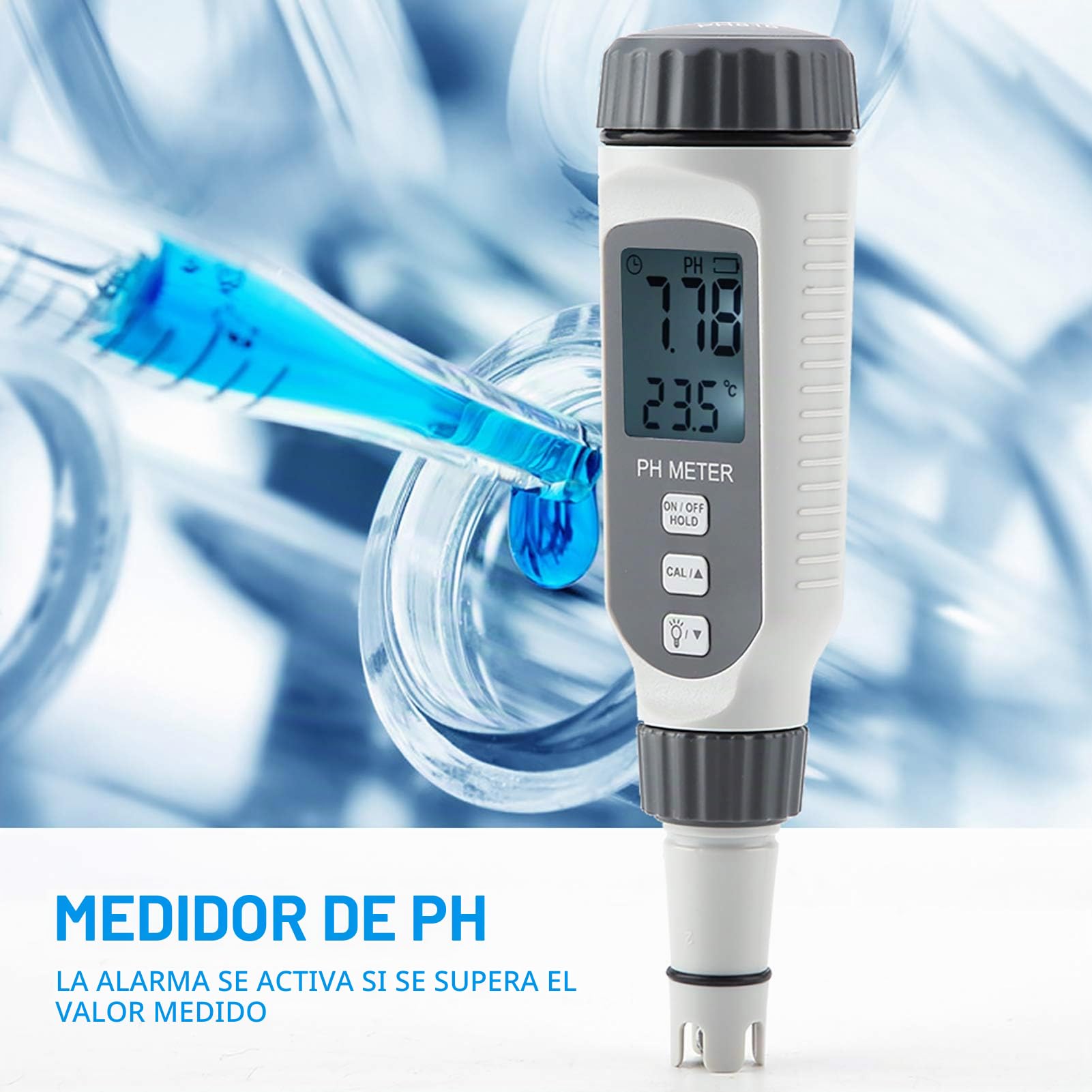 Probador de calidad del agua, medidor de pH digital con pantalla LCD, rango de pH de alta precisión a 0.00-14.00PH para suelo y agua