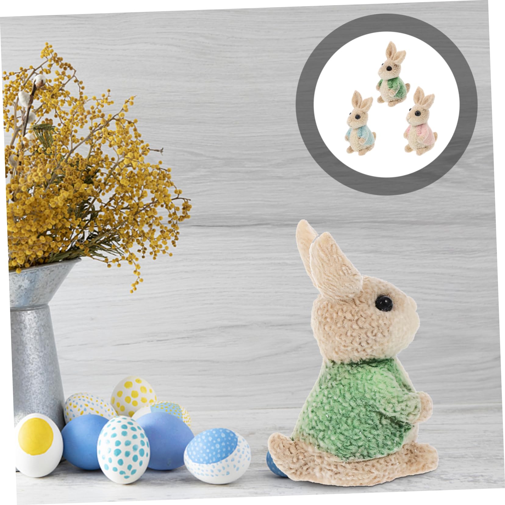 Toyvian Osterhasenfigur aus Kunstharz 3 Stück zur Tischdekoration mit Liebevollem Design