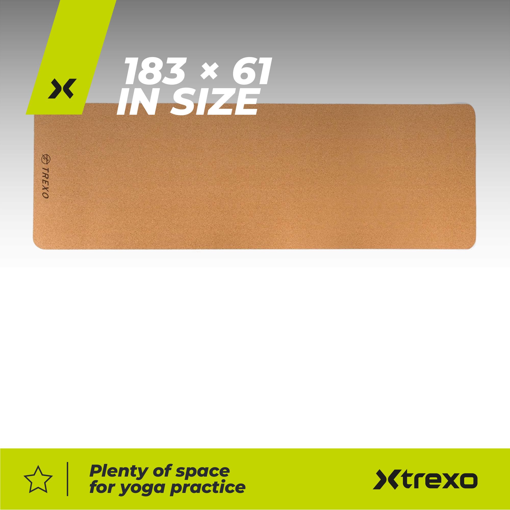 TREXO Esterilla Yoga TPE de Corcho y Caucho Naturales 61x183 cm Esterilla Fitness para Gimnasio en Casa o en Club Colchoneta plegable de Estiramiento de Gimnasia