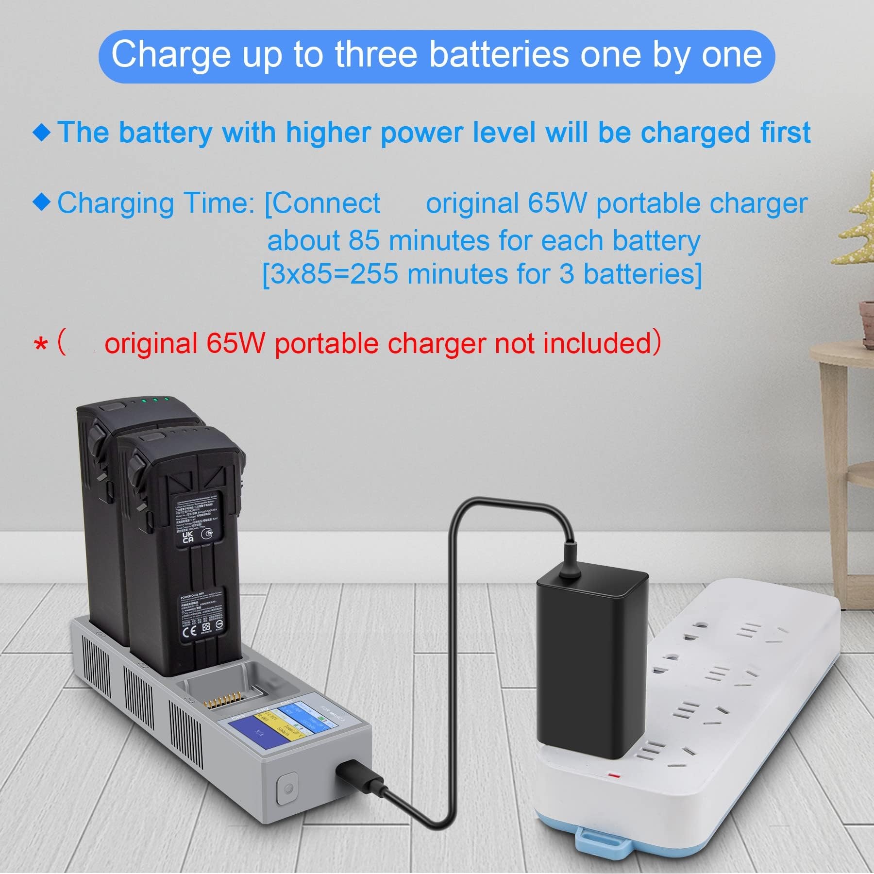 Station de charge triple LCD multi batterie pour DJI Mavic 3 avancée - Chargeur portable et efficace